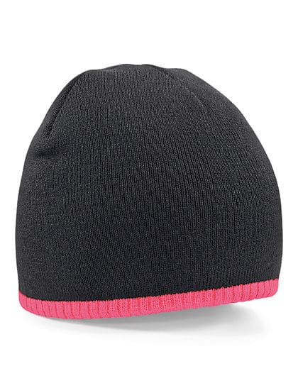 Two-Tone Pull-On Beanie - black-fluorescent-pink